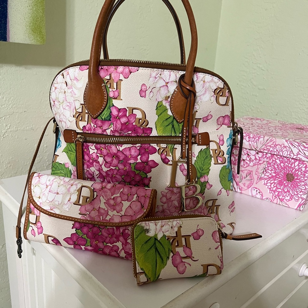 Dooney & Bourke Pink Floral Satchel Set